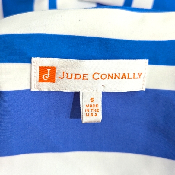 Jude Connally Cory Regatta Stripe Variated Blue Tie Sleeve Small - Picture 2 of 3